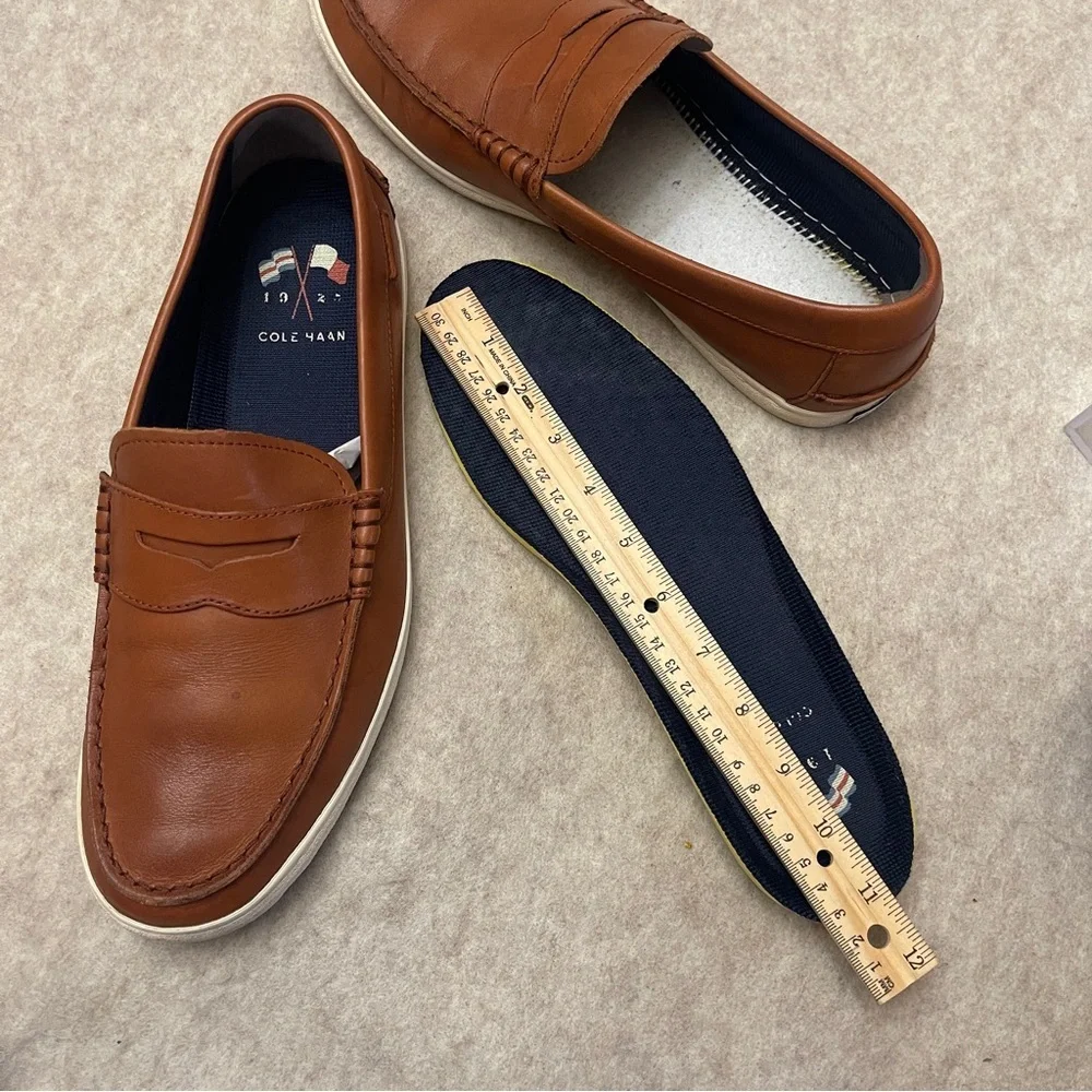 Cole Haan Nantucket Brown Leather Slip On Penny Loafers Rubber Sole Mens Size 11